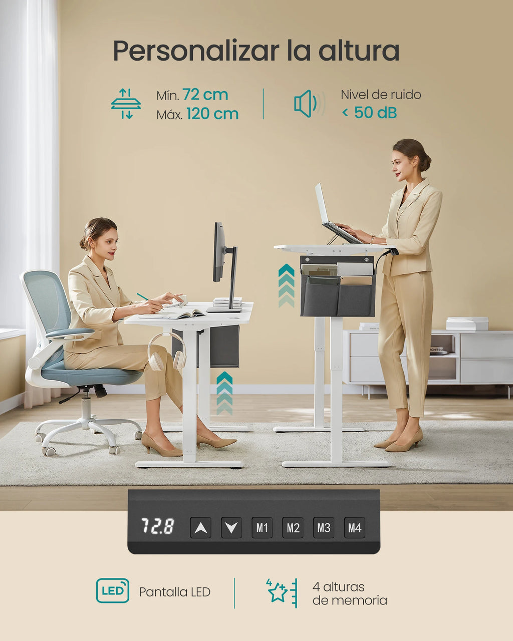 Skrivbord Tall, höj- och sänkbart 140 cm – bild 2