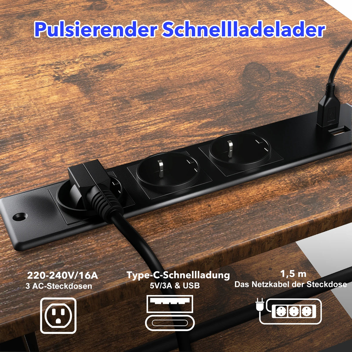 Hörnskrivbord Vinkel, med eluttag