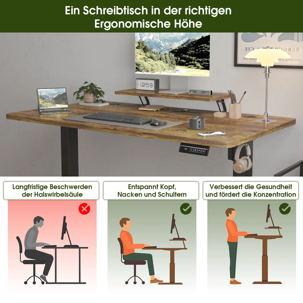 Skrivbord Sund, höj- och sänkbart 120 cm
