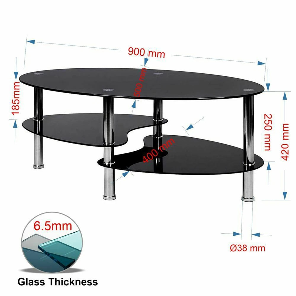 Soffbord Klar, glas i tre plan