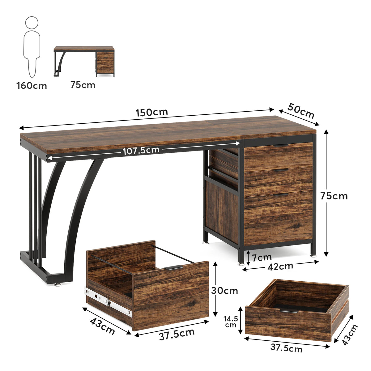 Skrivbord Studio, 150 cm – bild 6