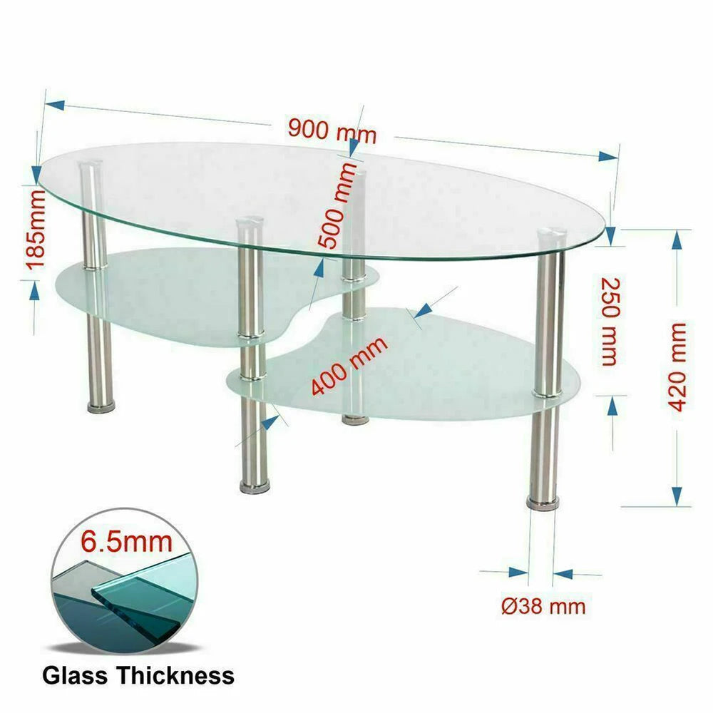 Soffbord Klar, glas i tre plan